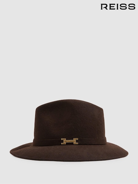 Reiss Chocolate Holly Wool Fedora (E54467) | £78