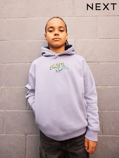 Lilac Purple Back Print Older Boys Graphic Cross-Over Hoodie (3-16yrs) (E54700) | £18 - £23