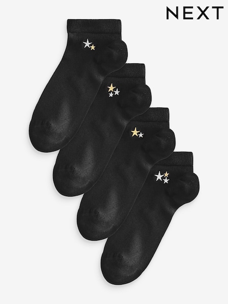 Sparkle Stars Embroidered Motif Trainer Socks 4 Pack (E54770) | £10