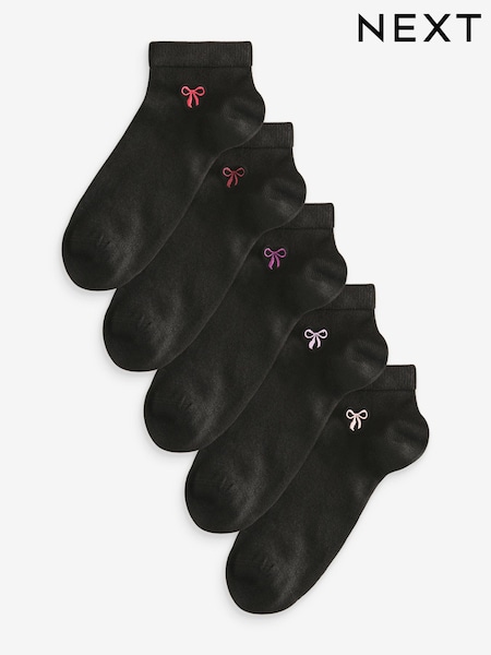 Pink Bows Motif Trainer Socks 5 Pack (E54773) | £10