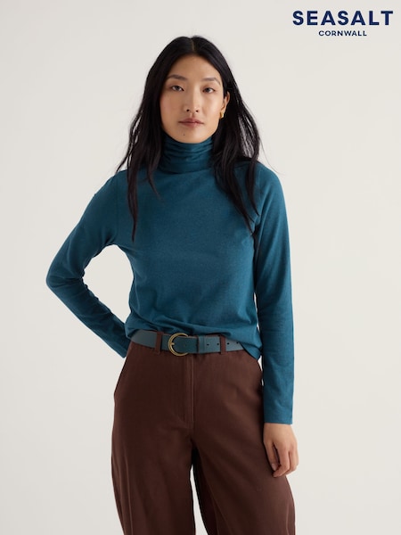 Blue - Seasalt Cornwall Blue Landing Fitted Roll Neck Top