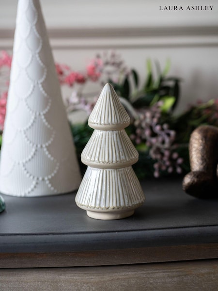 Laura Ashley Cream Ceramic Christmas Tree Decoration (E55153) | £18