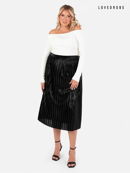 Lovedrobe Pleated Metallic Midi Skirt (E55208) | £27