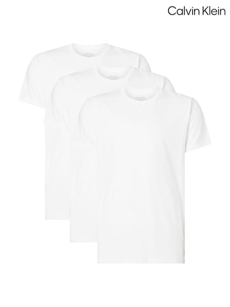 Calvin Klein White 100% Cotton Short Sleeves Crew Neck T-Shirts 3 Pack (E55509) | £45