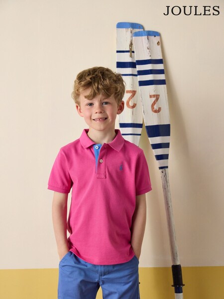 Joules Woody Bright Pink Cotton Pique Polo Shirt (E55786) | £14 - £18