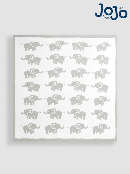 JoJo Maman Bébé Grey Elephant Knitted Shawl (E55807) | £26
