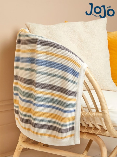 JoJo Maman Bébé Chunky Knitted Stripe Blanket (E55812) | £28