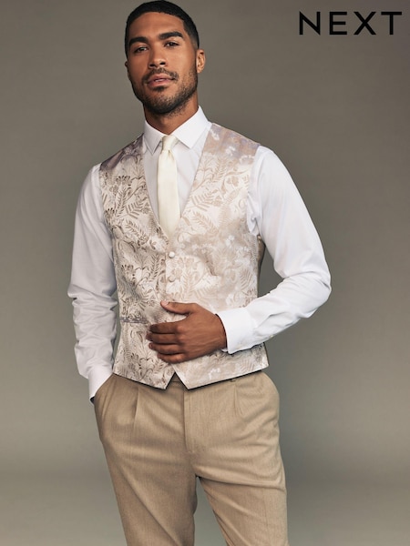 Champagne Gold Leaf Regular Fit Occasion Waistcoat (E55818) | £55