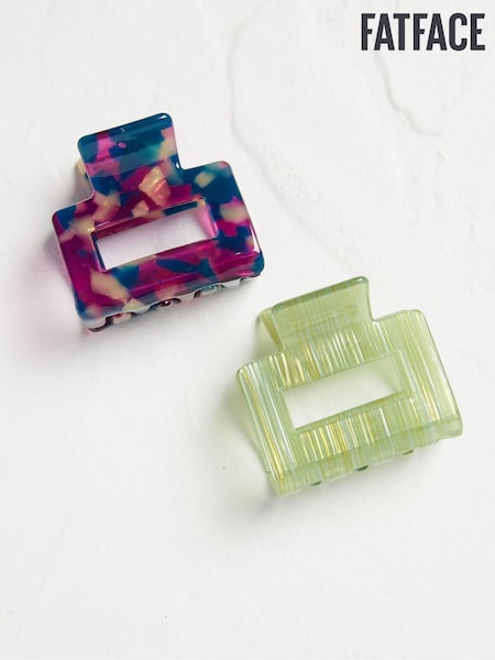 FatFace Green 2 Pack Resin Claw Clips (E55956) | £12.50