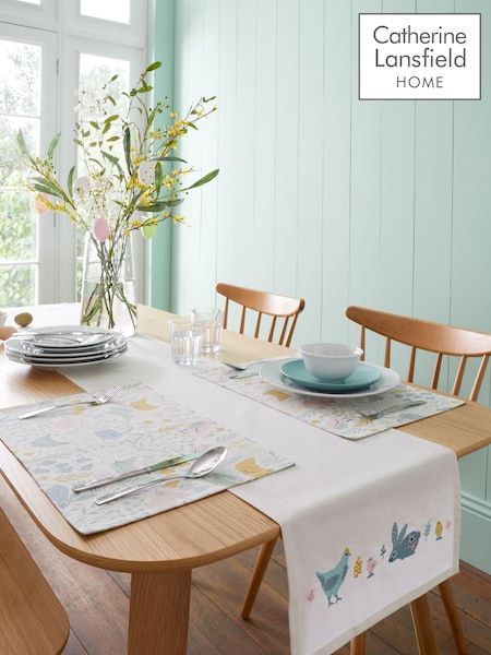 Catherine Lansfield Natural Cottage Friends 100% Cotton Table Runner (E56255) | £12
