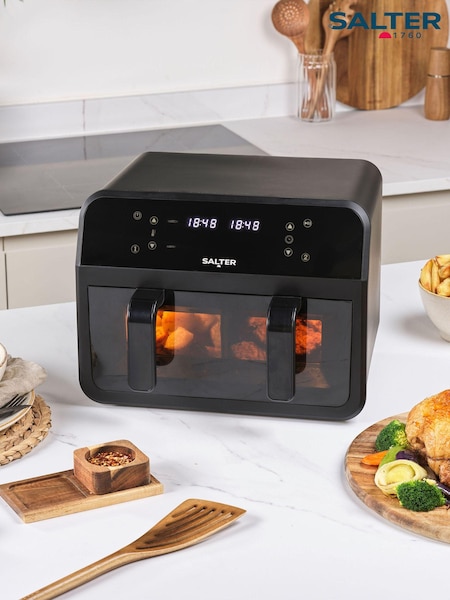Salter Black 7L Dual View Air Fryer With Drawer Divider (E56503) | £100