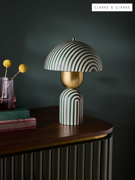 Clarke and Clarke Green Stripe Taryn Table Lamp (E57166) | £85