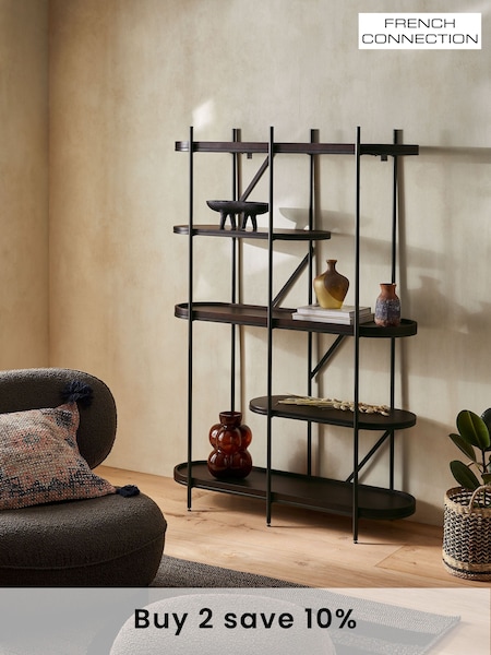 French Connection Dark Mango Wood Kala Shelving Unit (E58562) | £749