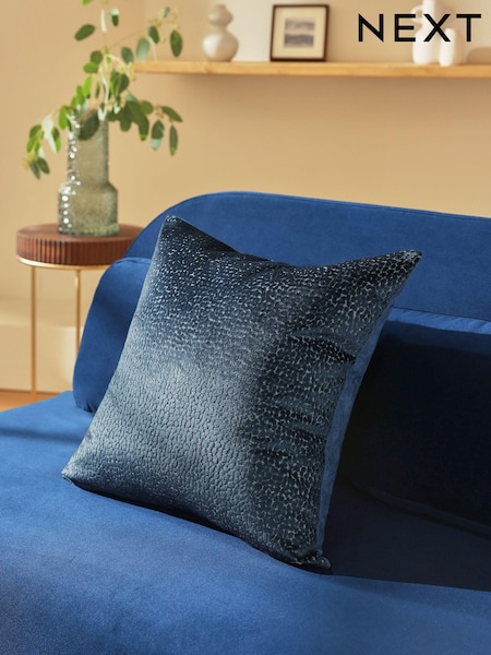 Navy Blue 50 x 50cm Ditsy Textured Velvet Cushion (E58772) | £22