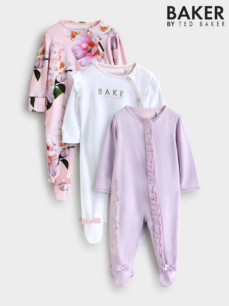 Baker by Ted Baker 100% Cotton Sleepsuits  3 Pack (E58867) | £40 - £43