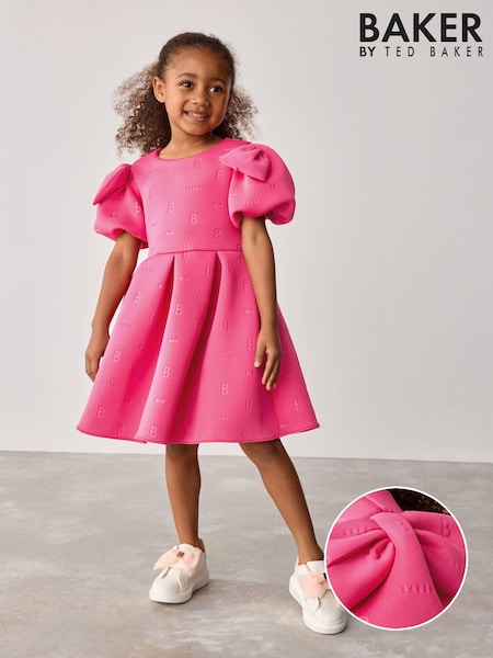 Baker by Ted Baker Bow Sleeve Embossed Scuba Dress (E58887) | £40 - £49