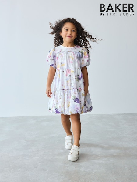 Baker by Ted Baker Multi Sequin Tier Peplum Puff Sleeve Dress (E58905) | £40 - £45