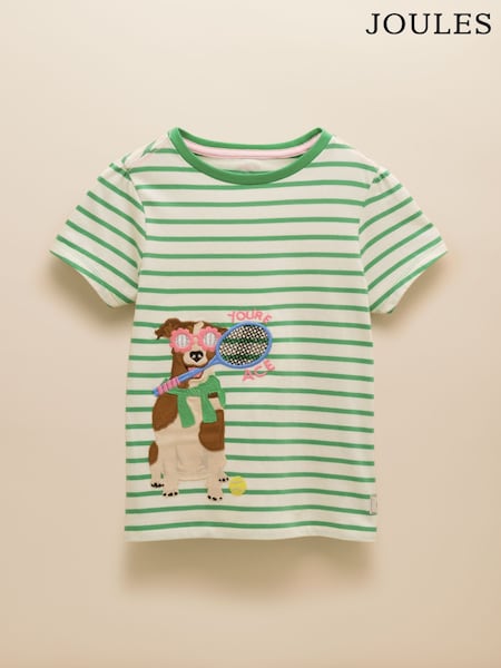 Joules Astra Green Applique Cotton T-Shirt (E59019) | £16 - £18