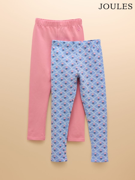 Joules Deedee Blue/Pink Pack of Two Jersey Leggings (E59027) | £18 - £20