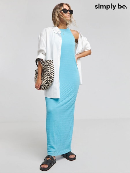Simply Be Blue Textured Jersey Maxi Dress (E59131) | £16