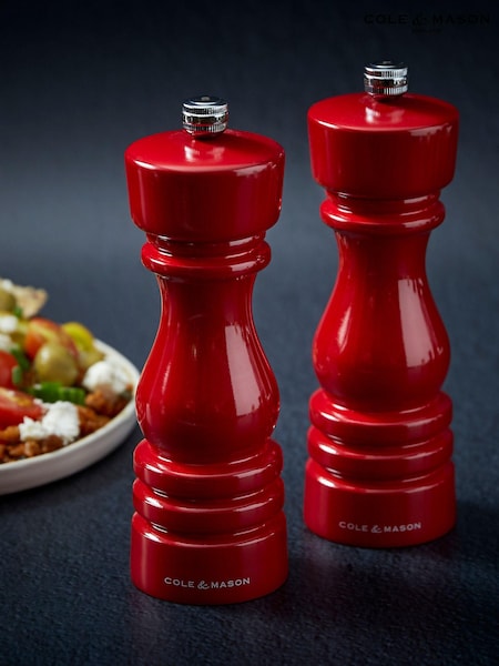 Cole & Mason Red Gloss London 180mm Salt and Pepper Mills (E59146) | £55