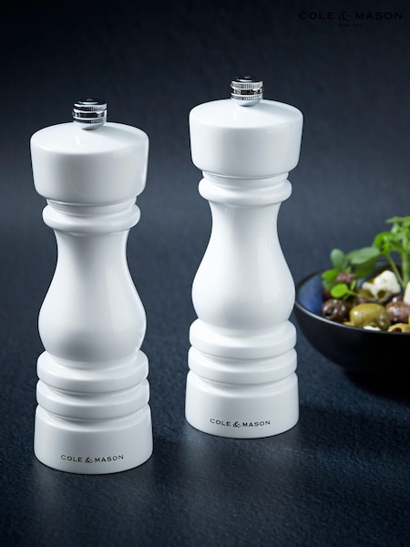 Cole & Mason White Gloss London 180mm Salt and Pepper Mills (E59161) | £55