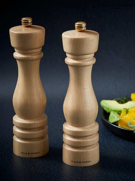 Cole & Mason Natural Beech London 220mm Salt and Pepper Mills (E59162) | £65