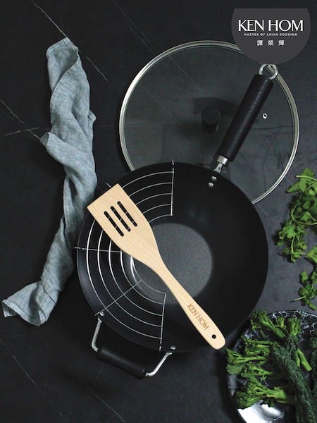 Ken Hom Black Excellence 31cm Non Stick Wok Set (E59166) | £60
