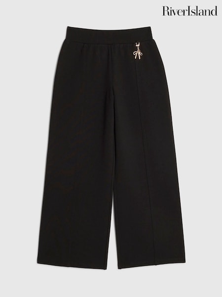 Black - River Island Wide Leg School Trousers
