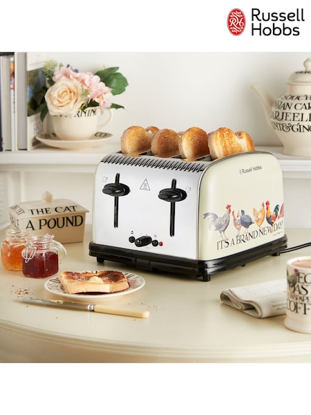 Russell Hobbs Cream Emma Bridgewater Rise & Shine 4 Slice Toaster (E59841) | £70