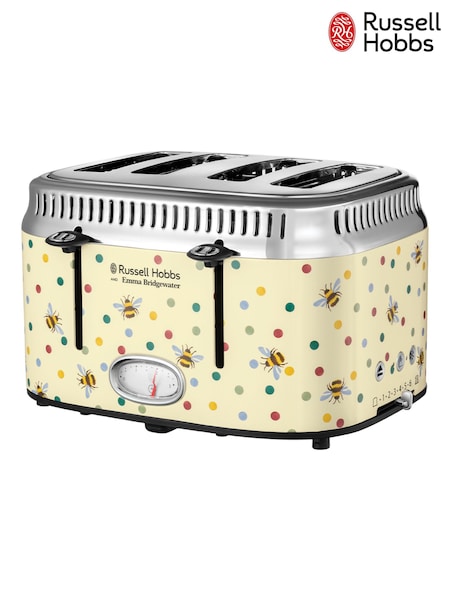 Russell Hobbs Cream Emma Bridgewater Bumble Bee Polka Dot 4 Slice Toaster (E59842) | £70