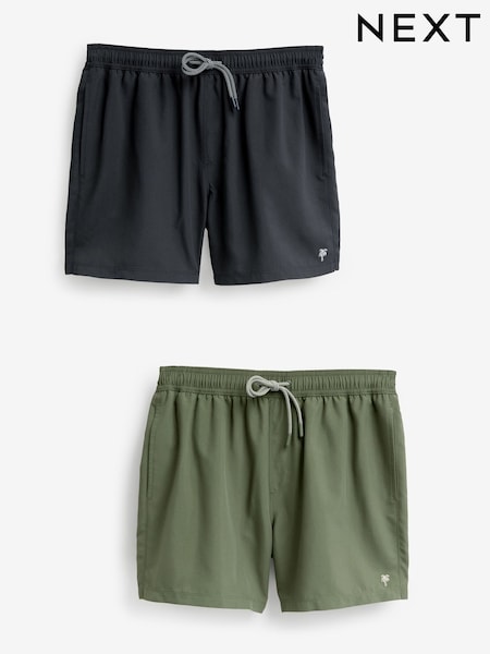 Black/Khaki Green Essential Swim Shorts 2 Pack (E59946) | £28