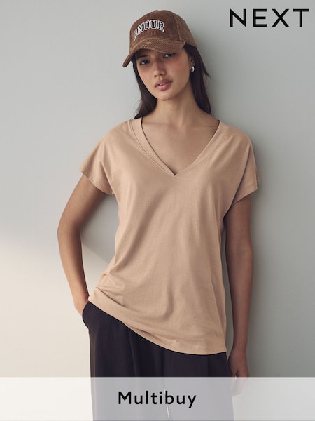 New Neutral V-Neck Cap Sleeve T-Shirt (E59971) | £7.50