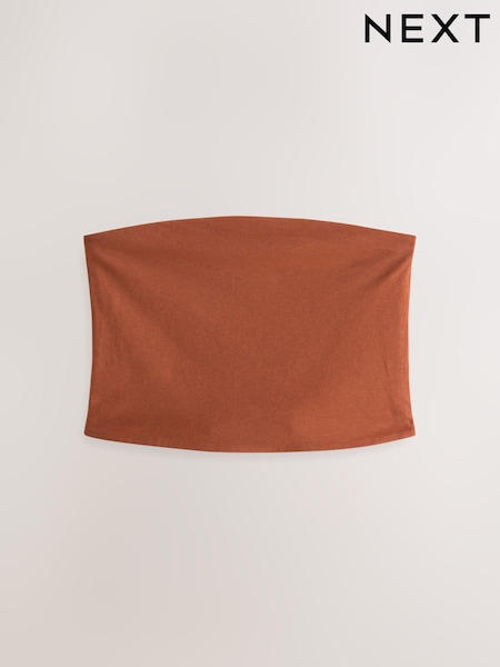 Brown Shorter Length Cotton Rich Bandeau Boobtube Top (E59980) | £7