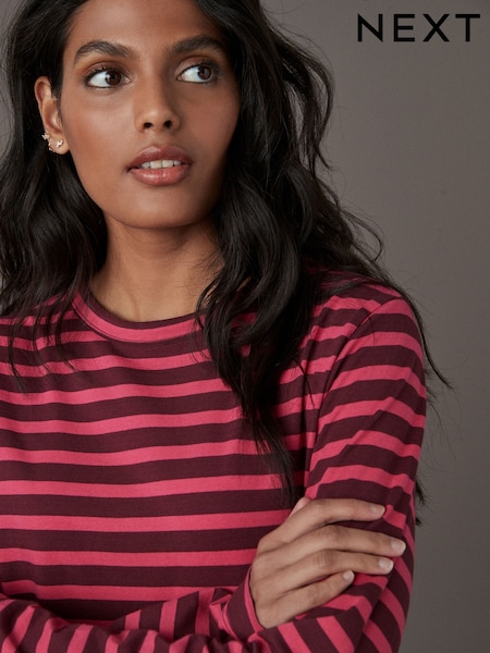 Burgundy Red 100% Cotton Long Sleeve T-Shirt (E59988) | £10.50