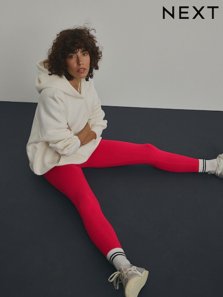 Red Ribbed Seamless High Waist Leggings (E59993) | £20