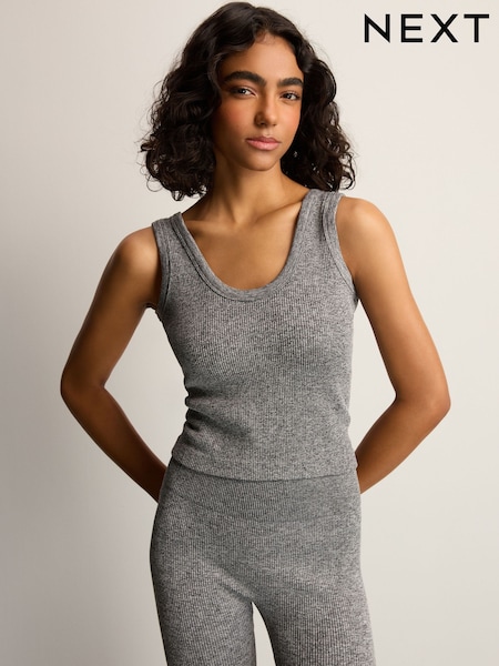 Grey Marl Ribbed Seamless Vest Top (E59998) | £18