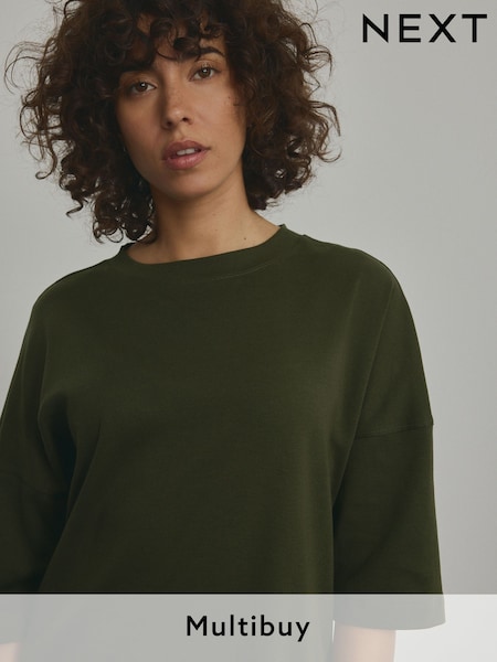 Forest Green 100% Cotton Relaxed Fit Heavyweight Longline Crew Neck T-Shirt (E60004) | £13