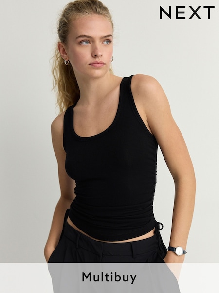 Black Ruched TENCEL™ Vest (E60013) | £12.50