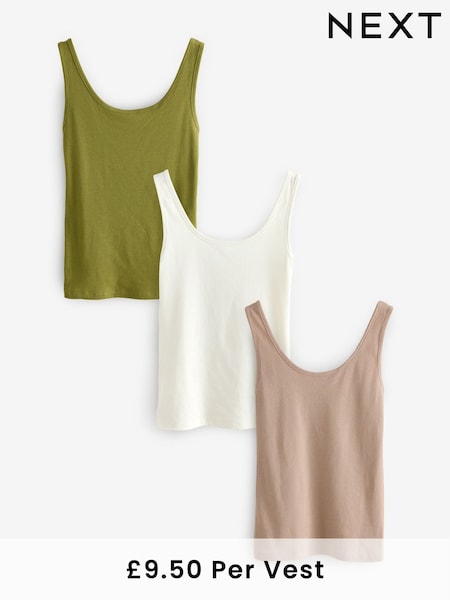 Neutral Thick Strap Vests 3 Pack (E60017) | £28.50