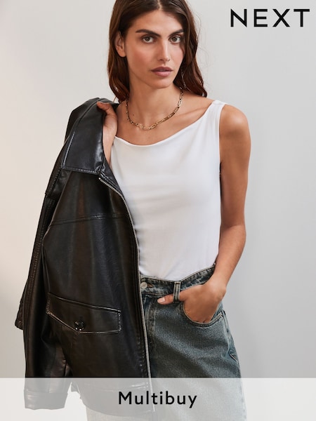 Ecru White Open Neck Vest (E60022) | £10