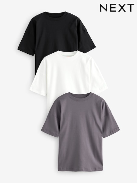 Monochrome Oversized 100% Cotton T-Shirts 3 Pack (E60028) | £37.50