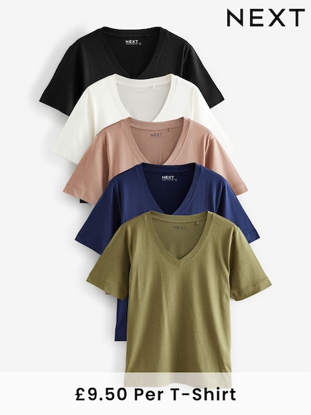 Multi Cotton Modal Slouch T-Shirt 5 Pack (E60032) | £47.50