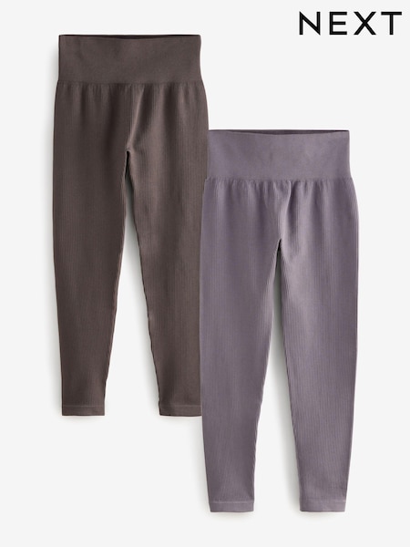 Multi Ribbed High Waist Leggings 2 Pack (E60037) | £40
