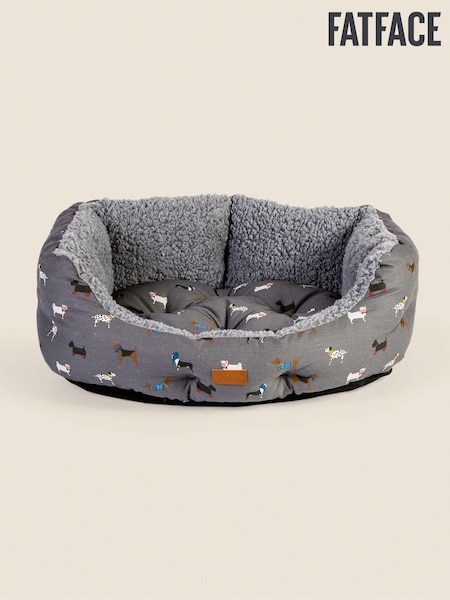 FatFace Grey 100% Cotton. 76cm Marching Dogs Pet Bed (E60369) | £65
