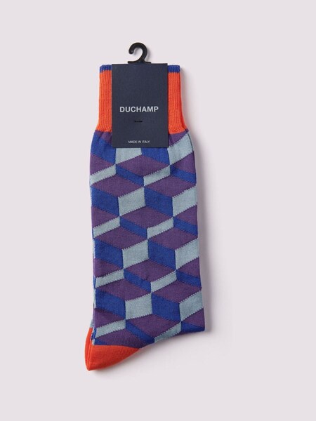 Duchamp Purple 3D Block Socks (E60421) | £10