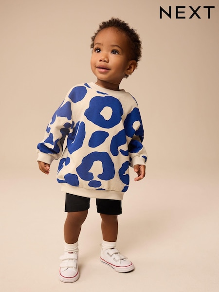 Blue/Black Sweat Top and Cycling Shorts Set (3mths-7yrs) (E60685) | £12 - £16