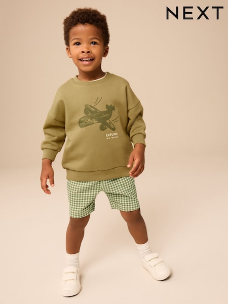 Olive Green Sweatshirt and Shorts Set (3mths-8yrs) (E60686) | £16 - £20