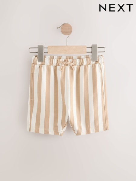 Stone and White Patterned Singles Shorts (3mths-7yrs) (E60779) | £5 - £7
