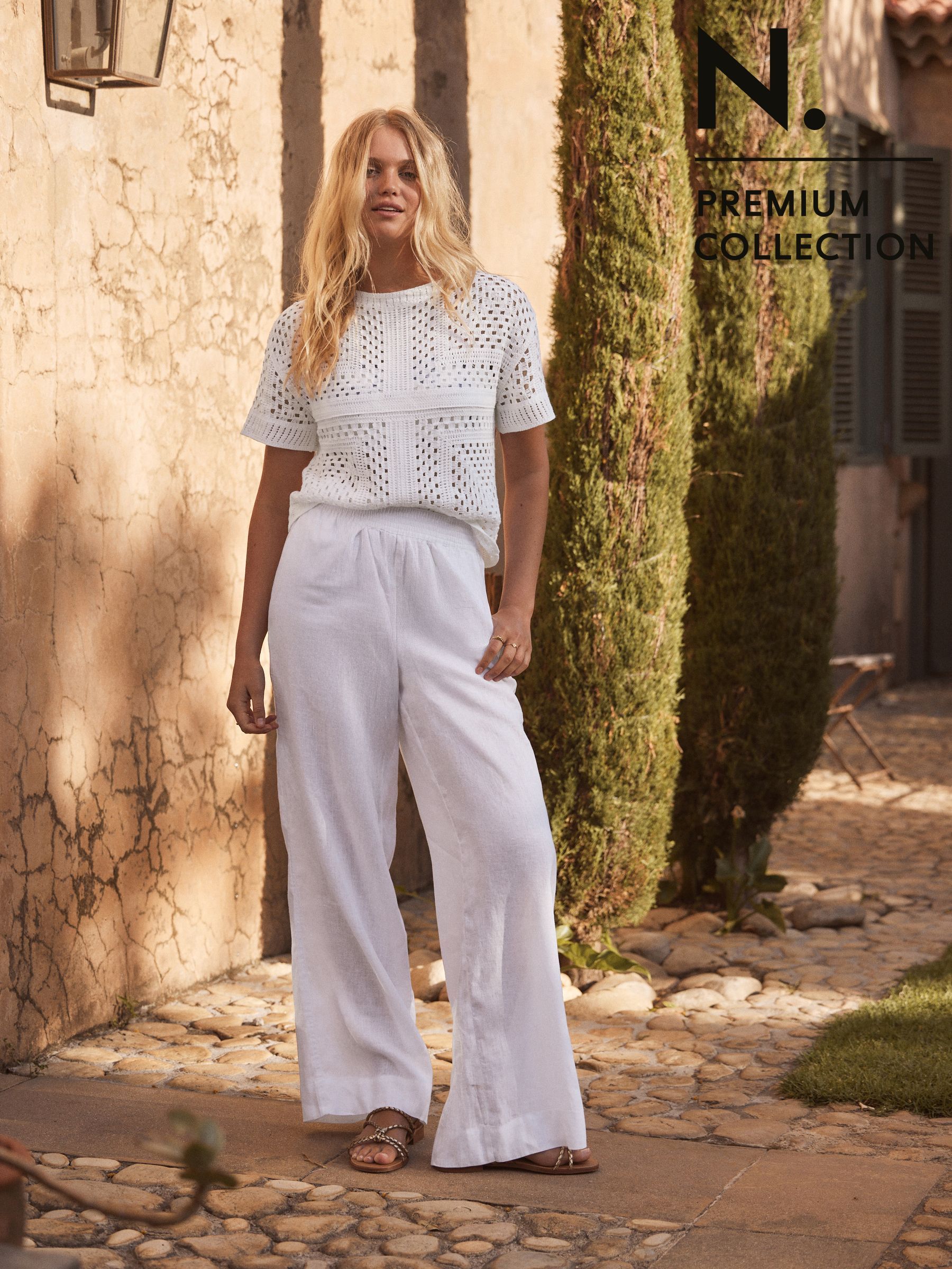 White slim leg trousers sale